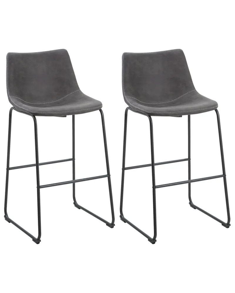 Bar Chair Set 2 Fabric Grey FRANKS