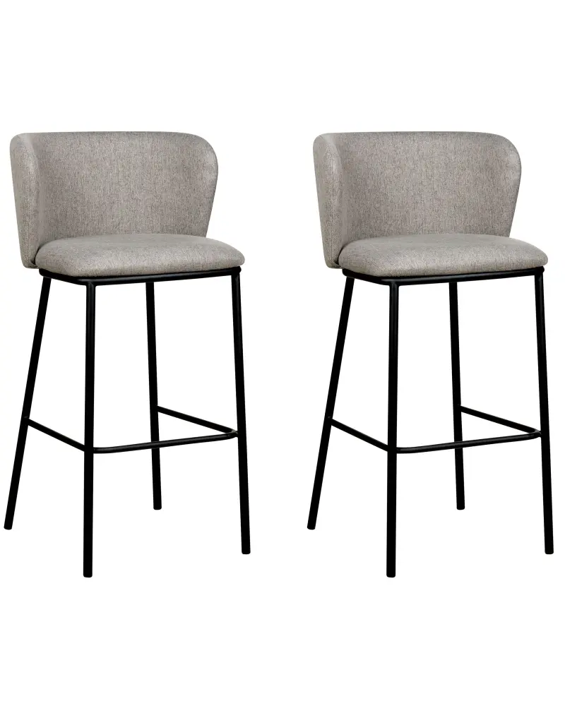 Bar Chair Set 2 Fabric Grey MINA