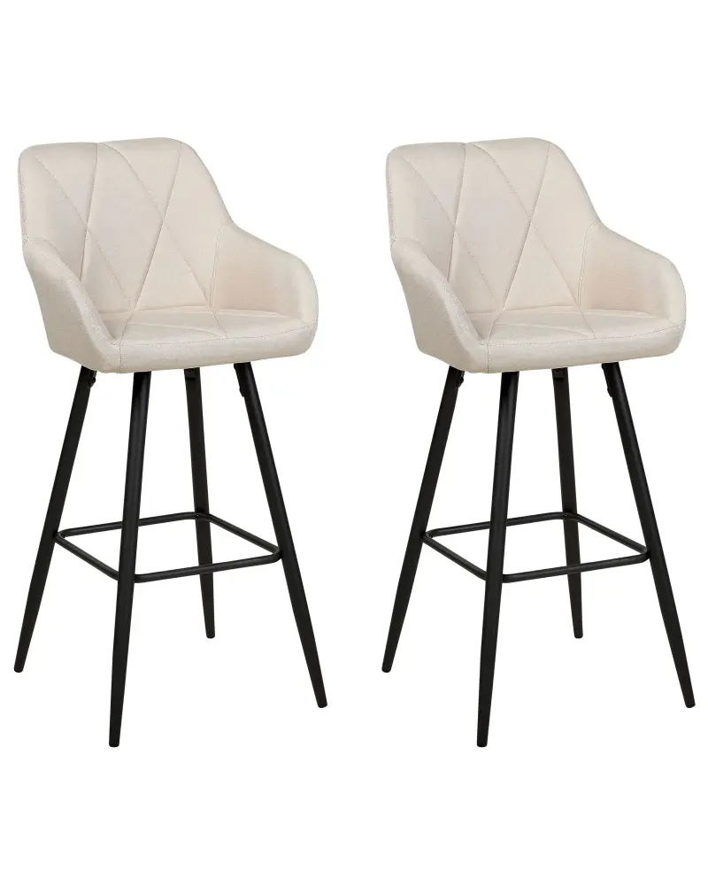 Bar Chair Set 2 Fabric Light Beige DARIEN
