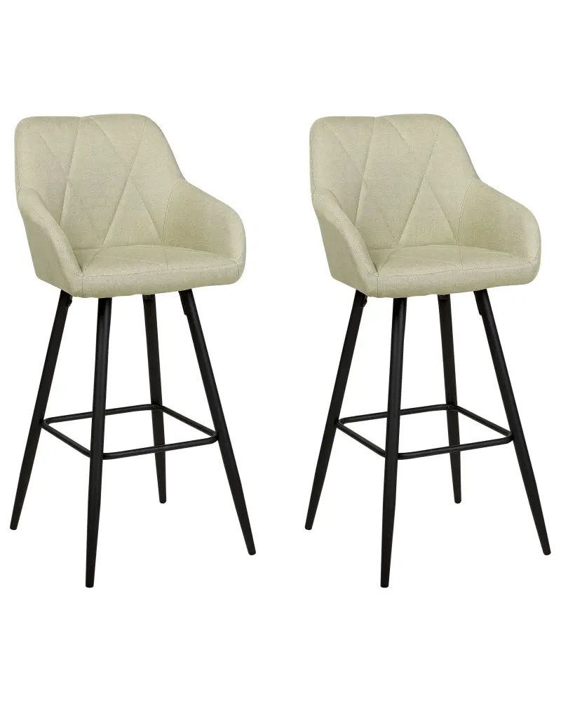 Bar Chair Set 2 Fabric Light Green DARIEN