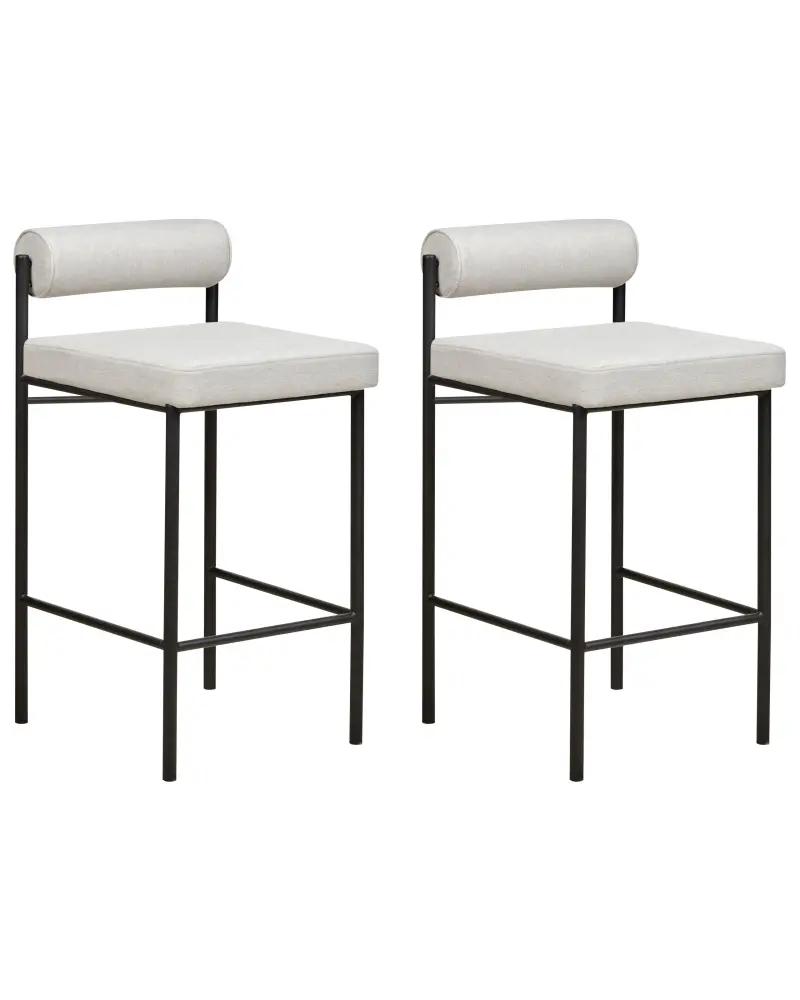 Bar Chair Set 2 Fabric Light Grey AMAYA