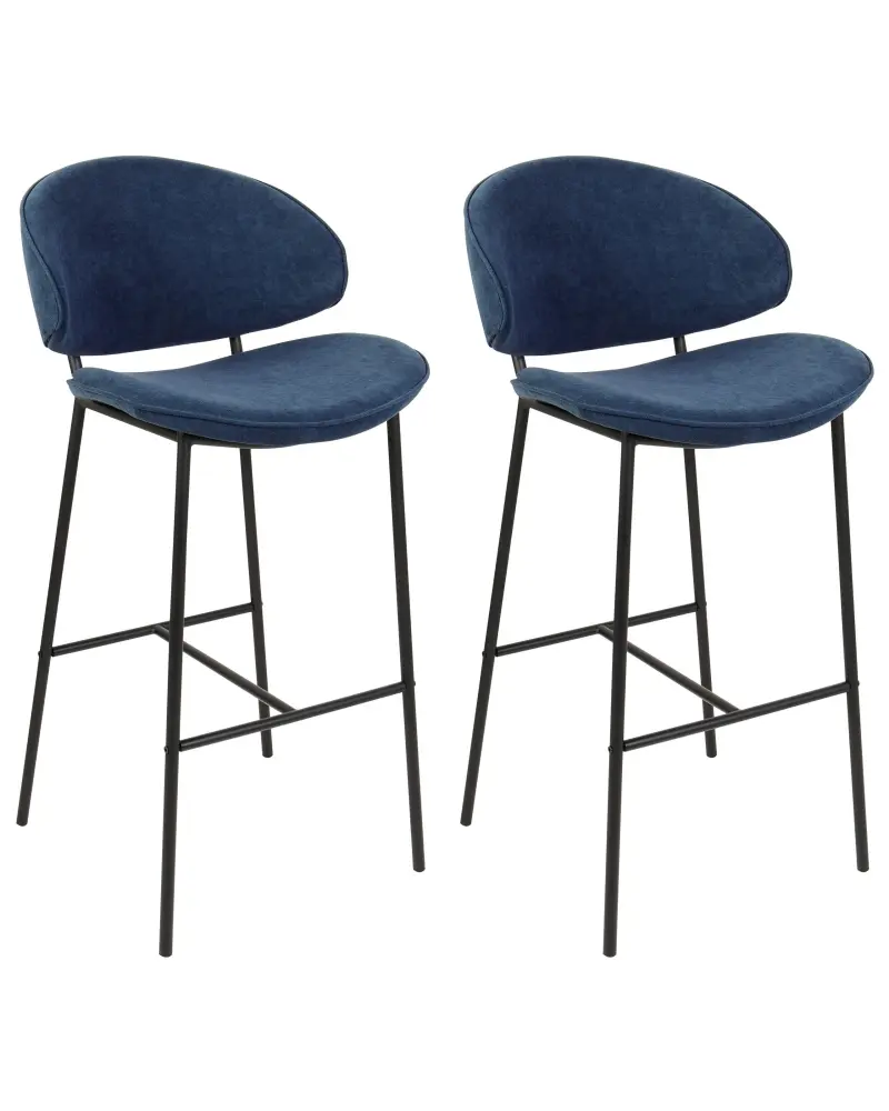 Bar Chair Set 2 Fabric Navy Blue KIANA