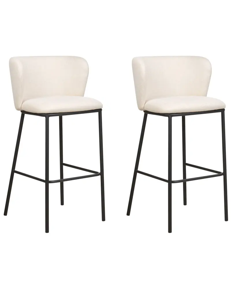 Bar Chair Set 2 Fabric Off-White MINA
