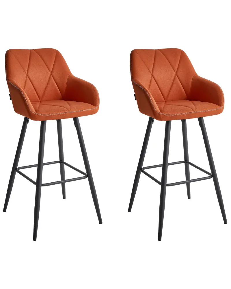 Bar Chair Set 2 Fabric Orange DARIEN