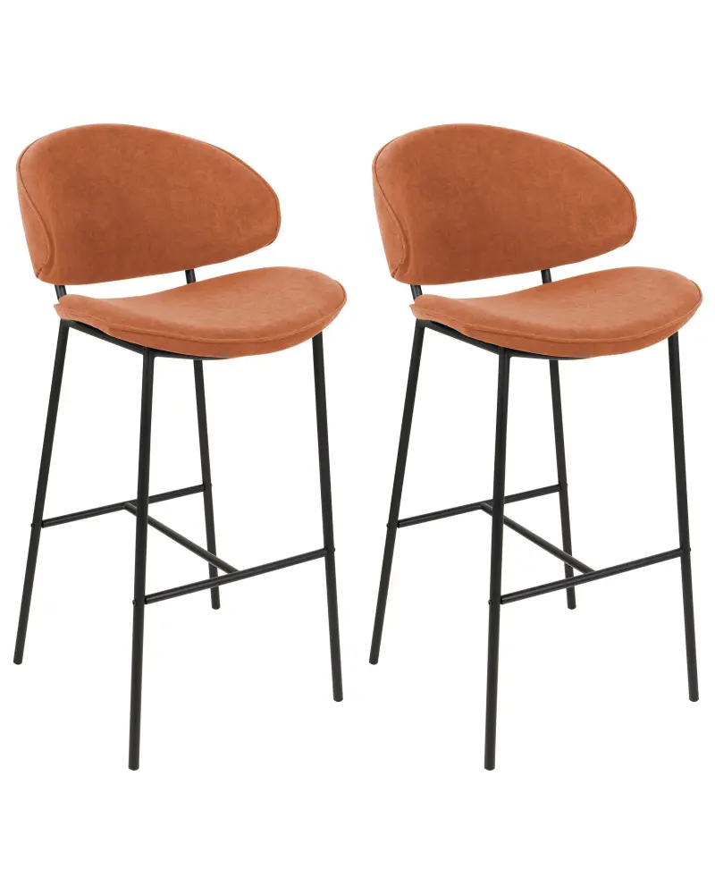 Bar Chair Set 2 Fabric Orange KIANA