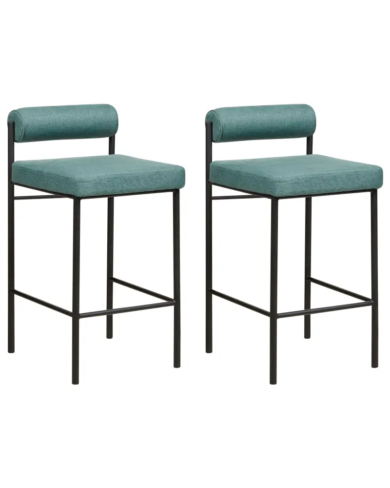 Bar Chair Set 2 Fabric Teal AMAYA