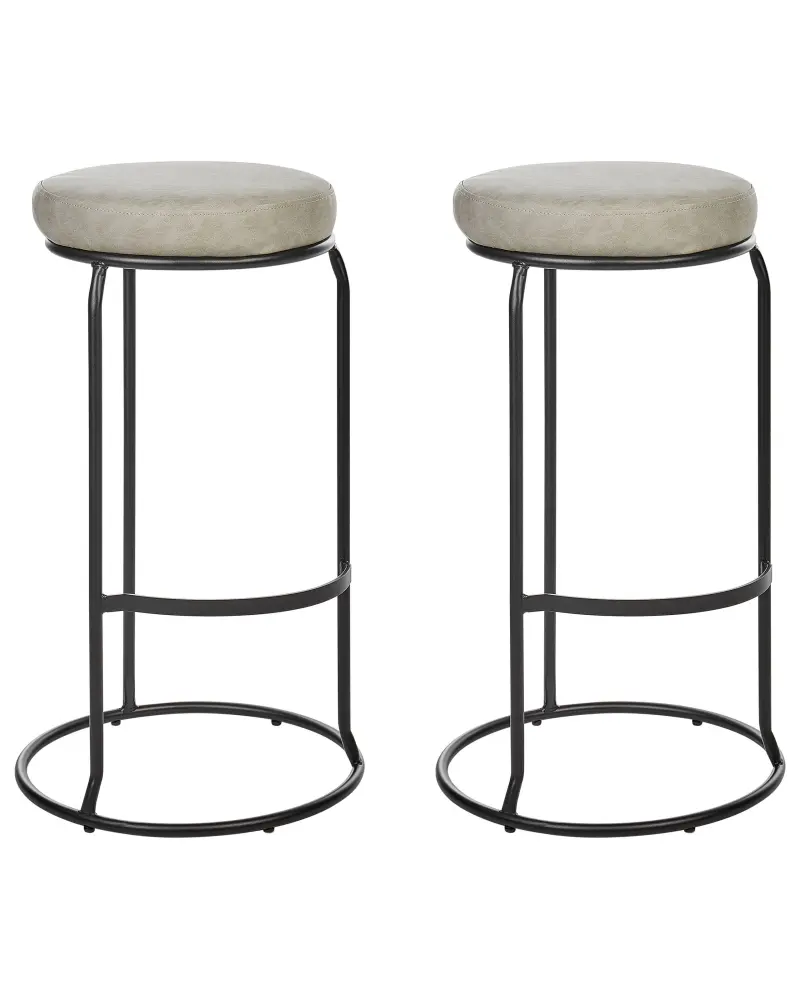 Bar Chair Set 2 Faux Leather Light Grey MILROY
