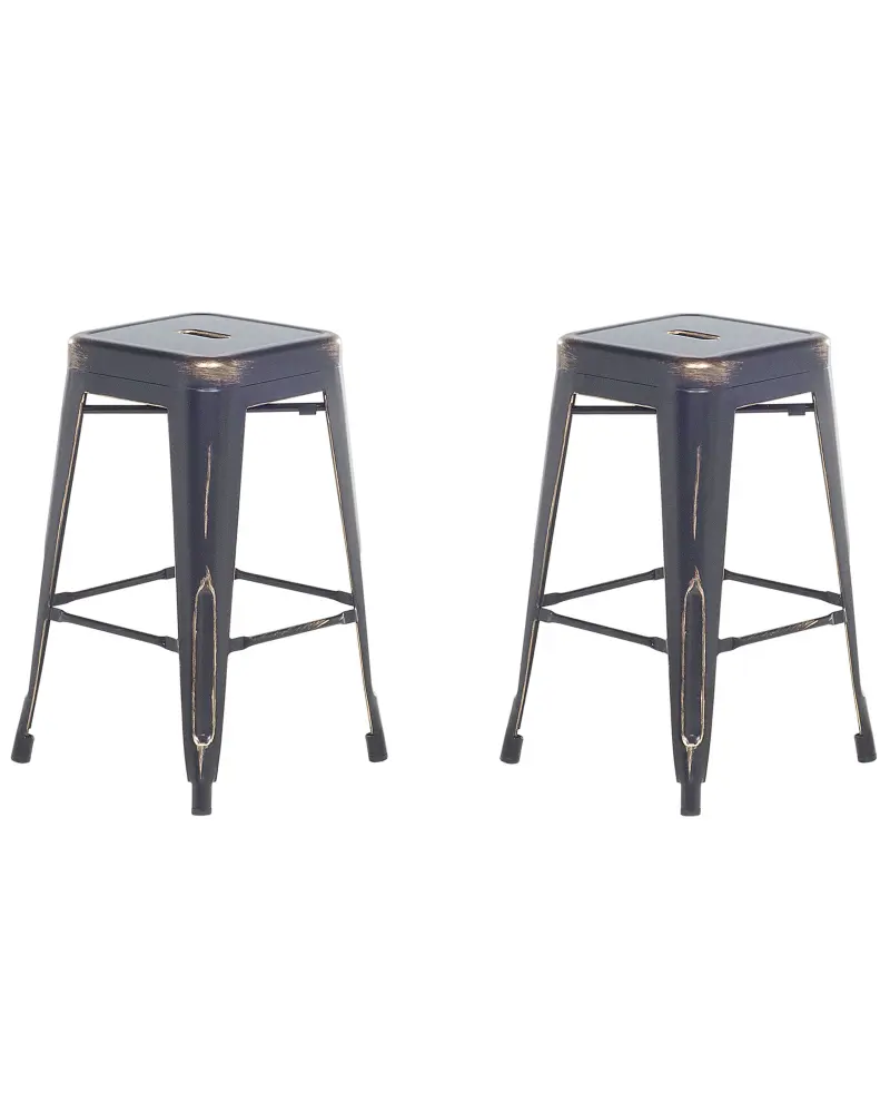Bar Chair Set 2 Metal Black CABRILLO