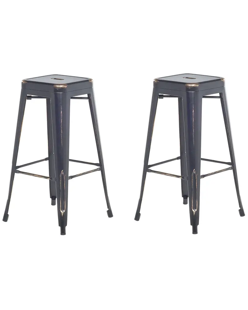 Bar Chair Set 2 Metal Black CABRILLO