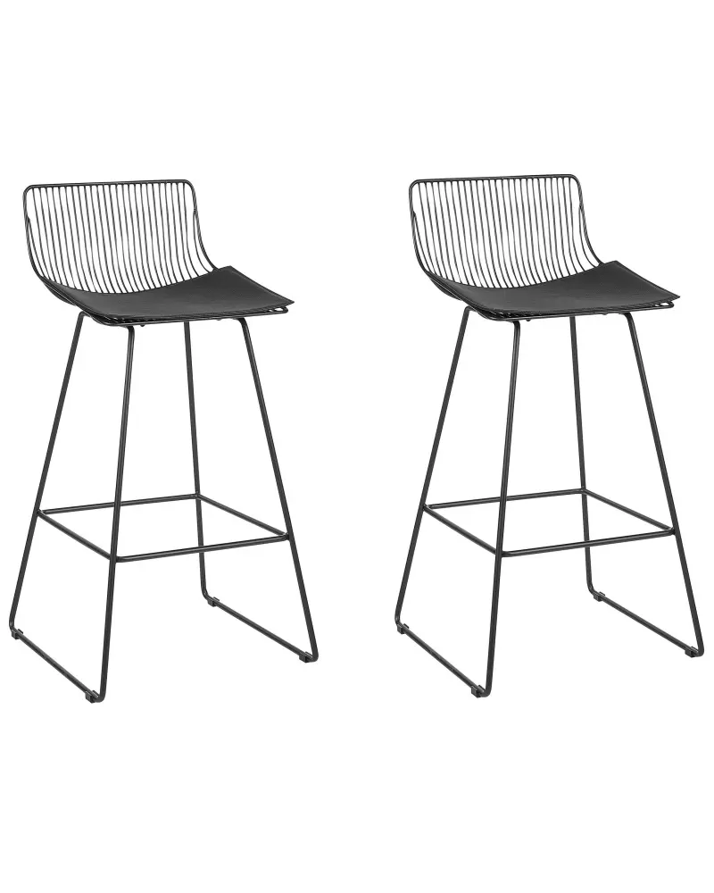 Bar Chair Set 2 Metal Black FREDONIA