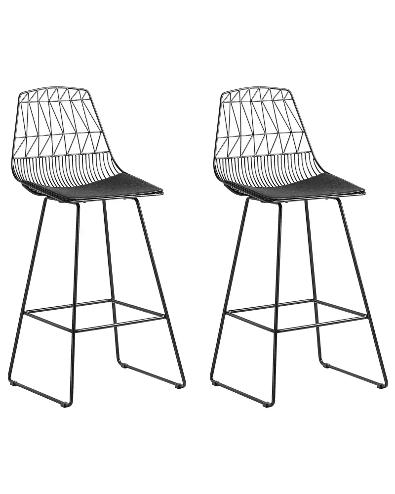 Bar Chair Set 2 Metal Black PRESTON