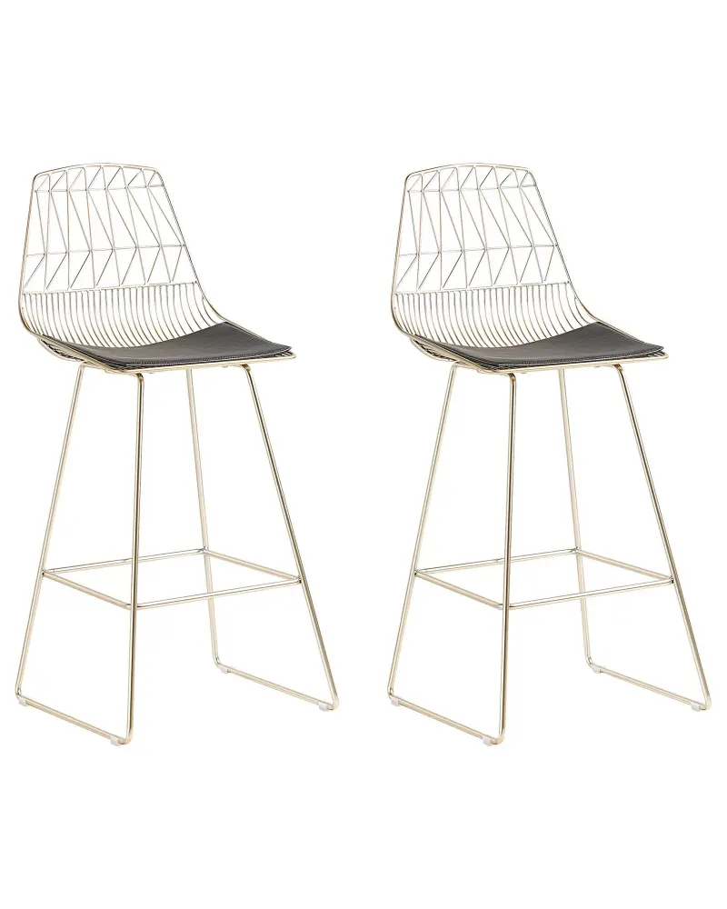 Bar Chair Set 2 Metal Gold PRESTON