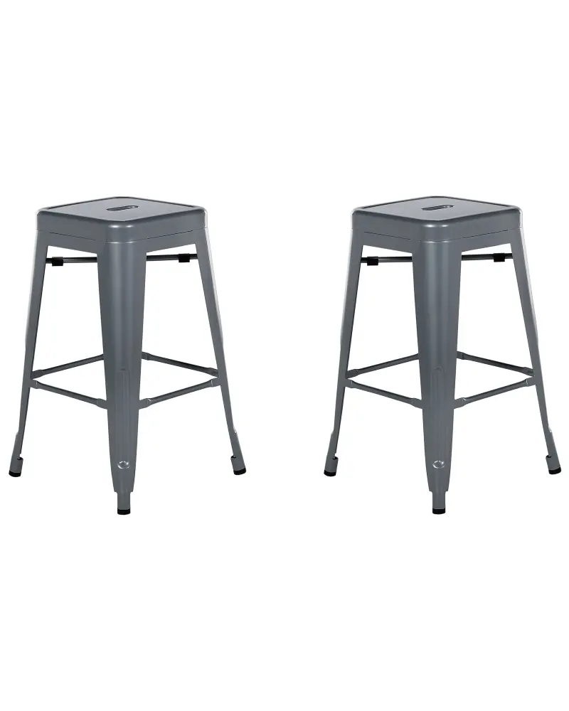 Bar Chair Set 2 Metal Grey CABRILLO