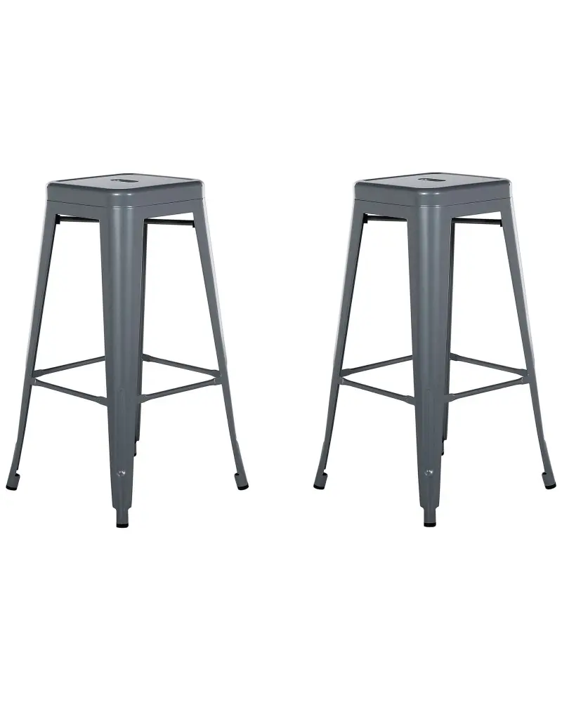Bar Chair Set 2 Metal Grey CABRILLO