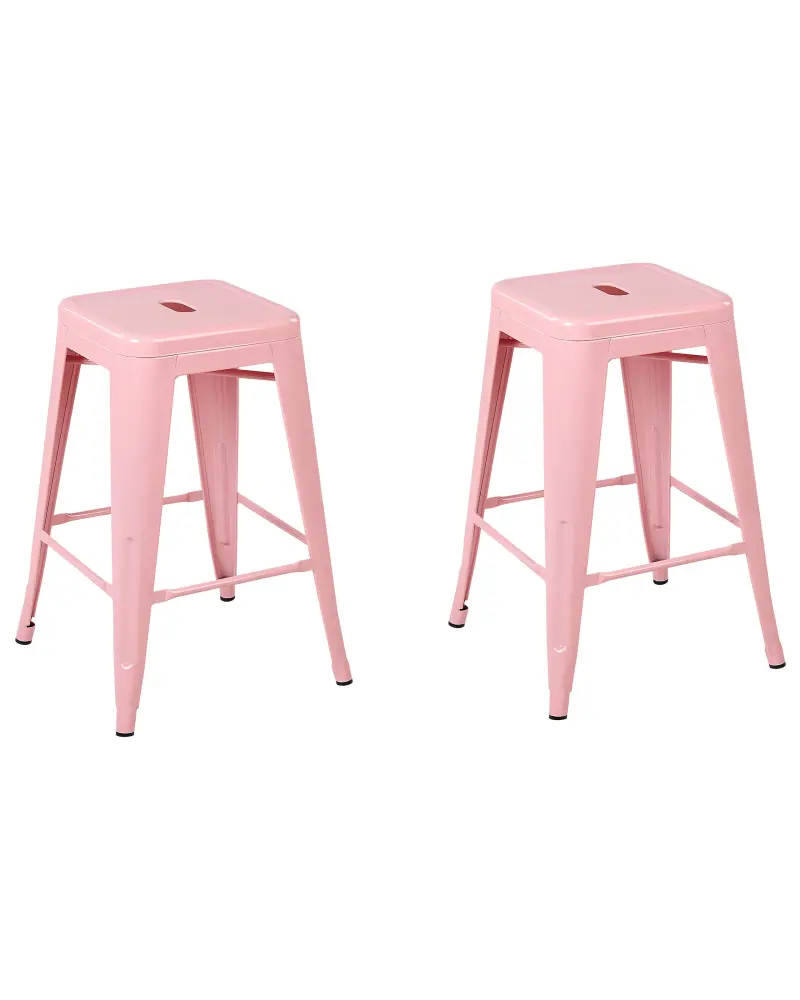 Bar Chair Set 2 Metal Pink CABRILLO