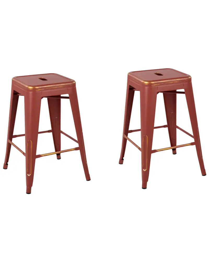 Bar Chair Set 2 Metal Red CABRILLO