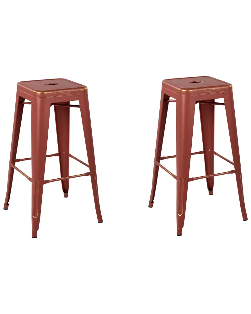 Bar Chair Set 2 Metal Red CABRILLO