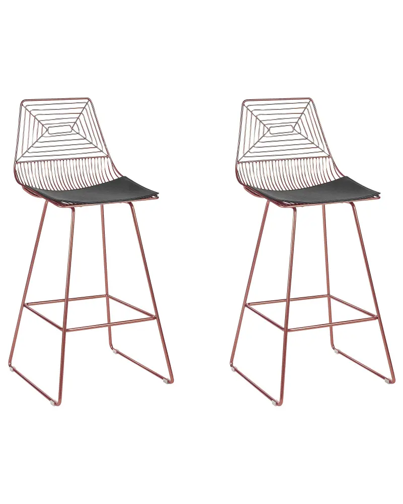 Bar Chair Set 2 Metal Rose Gold BISBEE