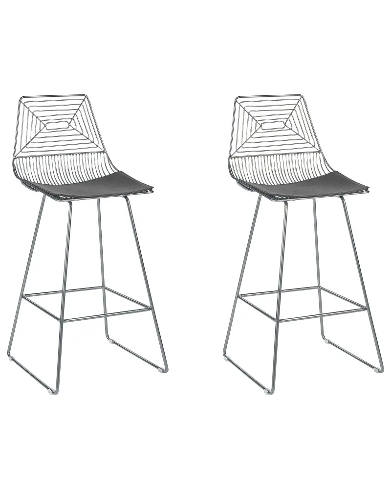 Bar Chair Set 2 Metal Silver BISBEE