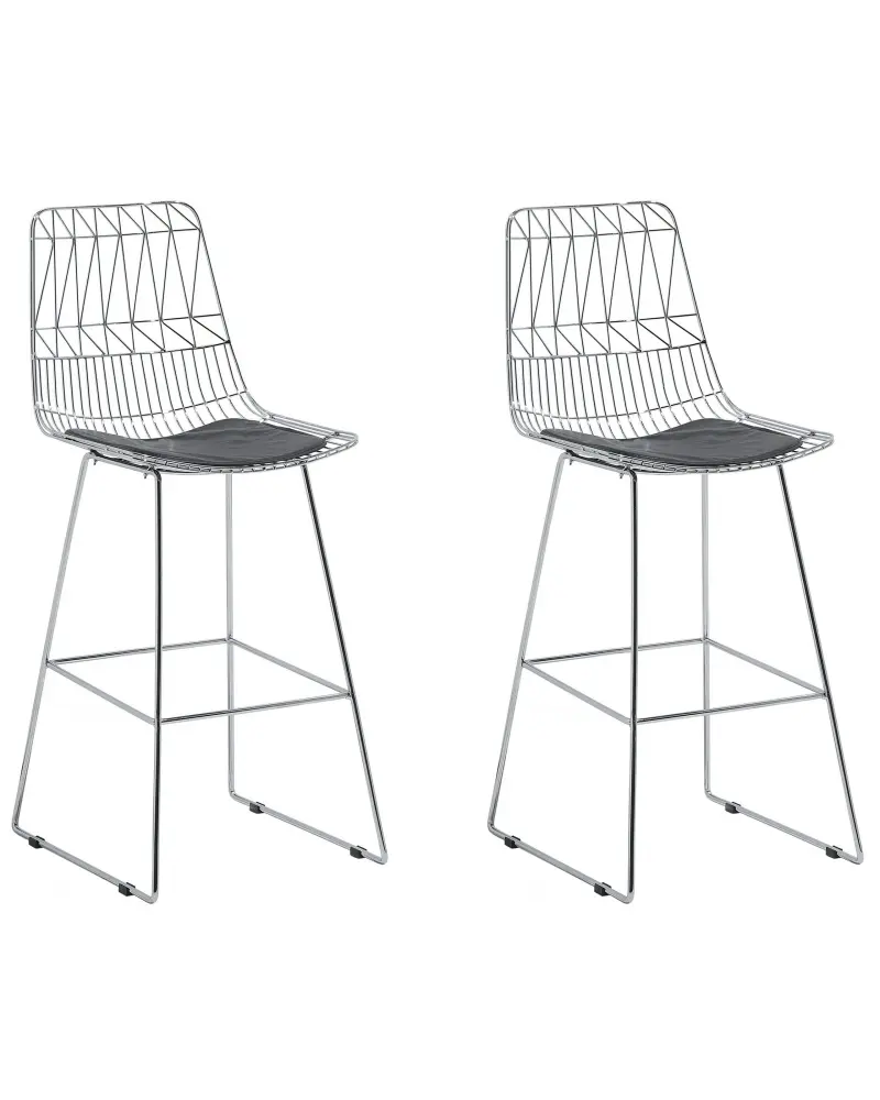 Bar Chair Set 2 Metal Silver PRESTON