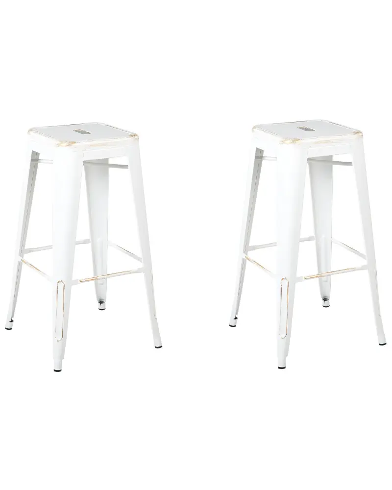 Bar Chair Set 2 Metal White CABRILLO