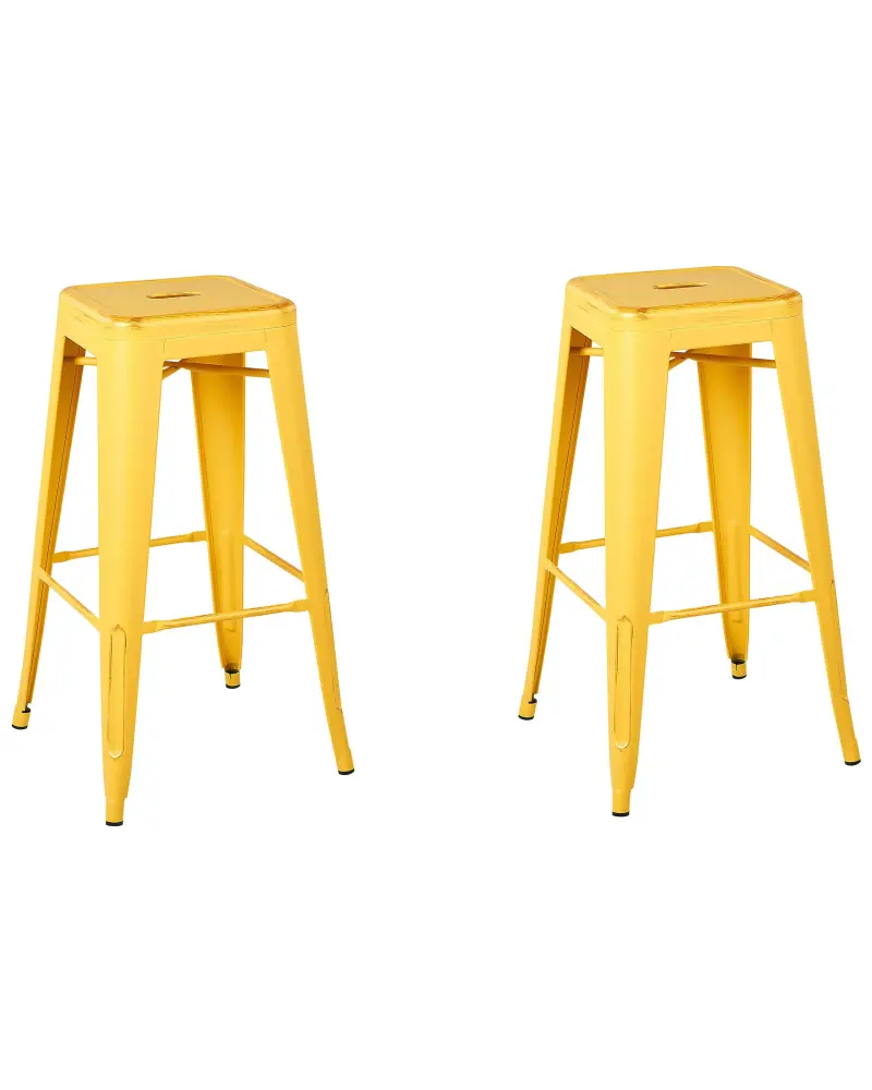 Bar Chair Set 2 Metal Yellow CABRILLO