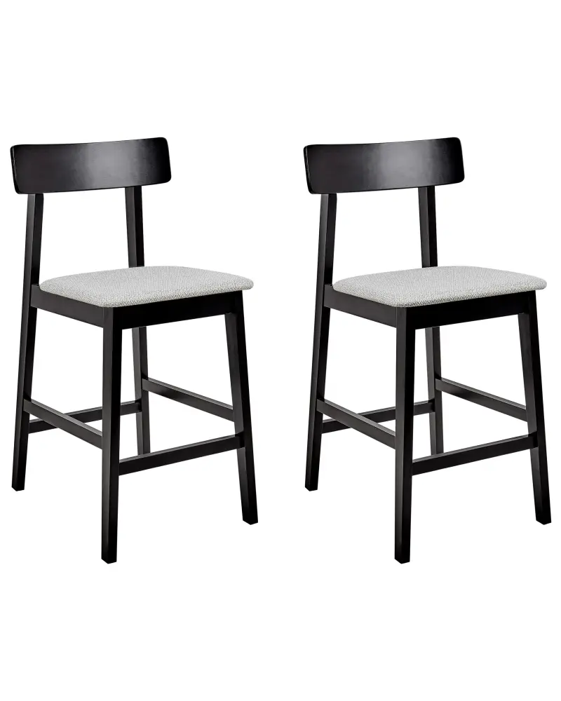 Bar Chair Set 2 Rubberwood Grey ISANTI