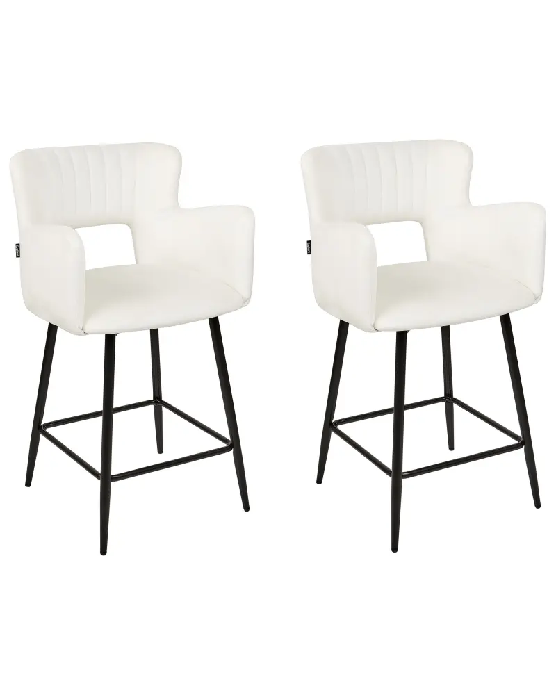 Bar Chair Set 2 Velvet Cream SANILAC