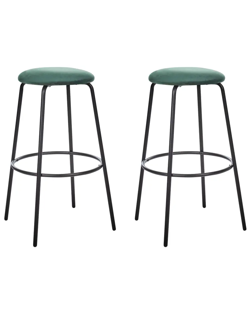 Bar Chair Set 2 Velvet Emerald Green MORTON