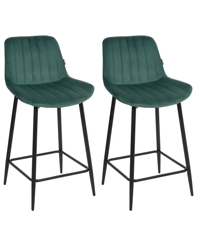Bar Chair Set 2 Velvet Emerald Green DUBROVNIK