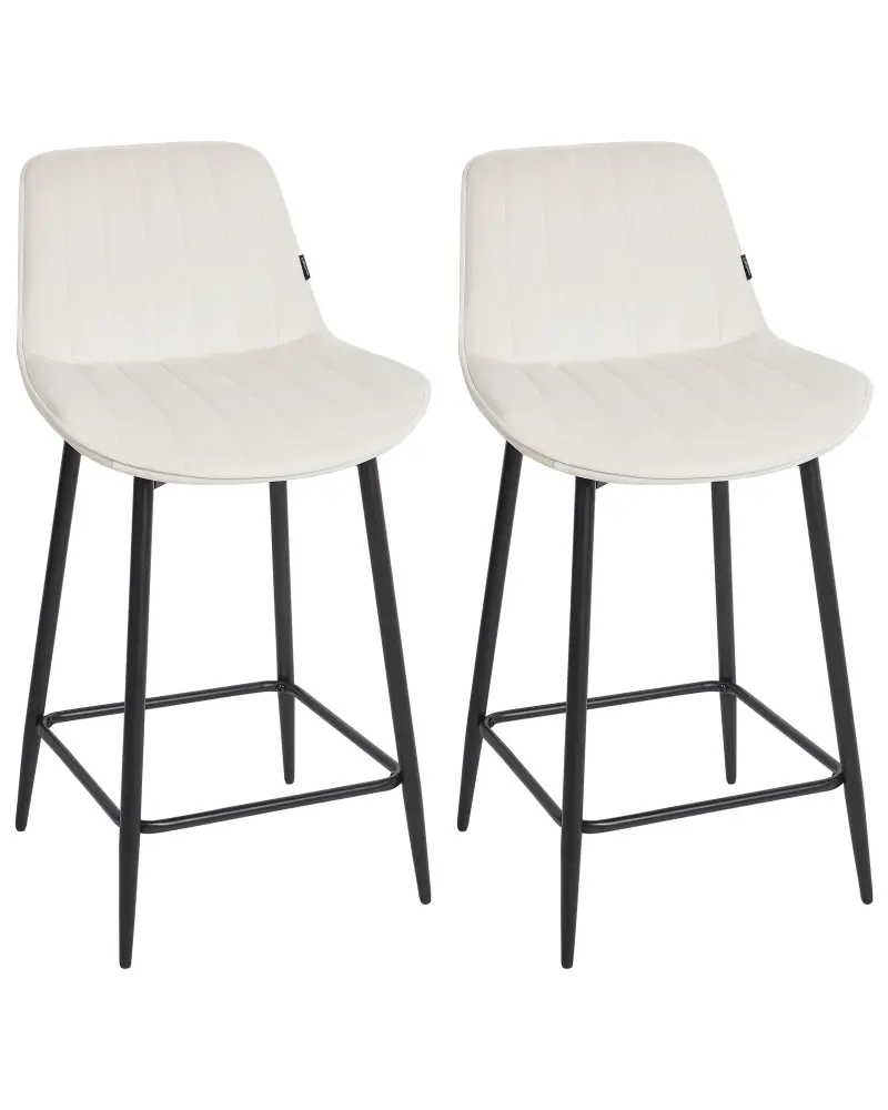 Bar Chair Set 2 Velvet Light Beige DUBROVNIK