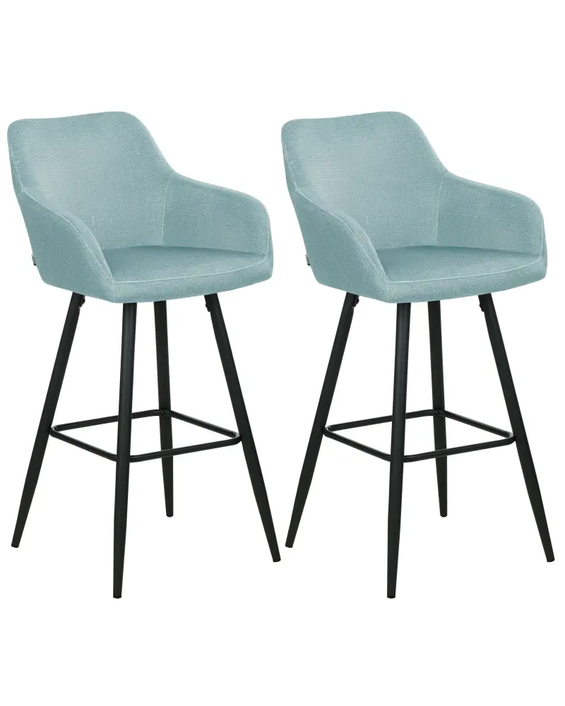 Bar Chair Set 2 Velvet Light Blue CASMALIA