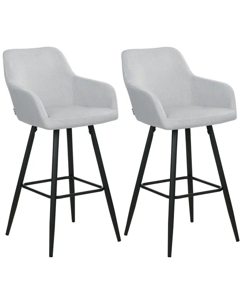 Bar Chair Set 2 Velvet Light Grey CASMALIA