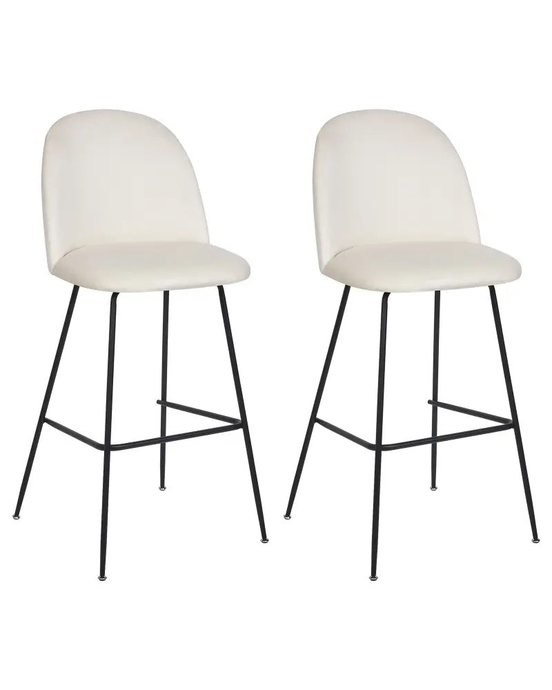 Bar Chair Set 2 Velvet Off-White ARCOLA