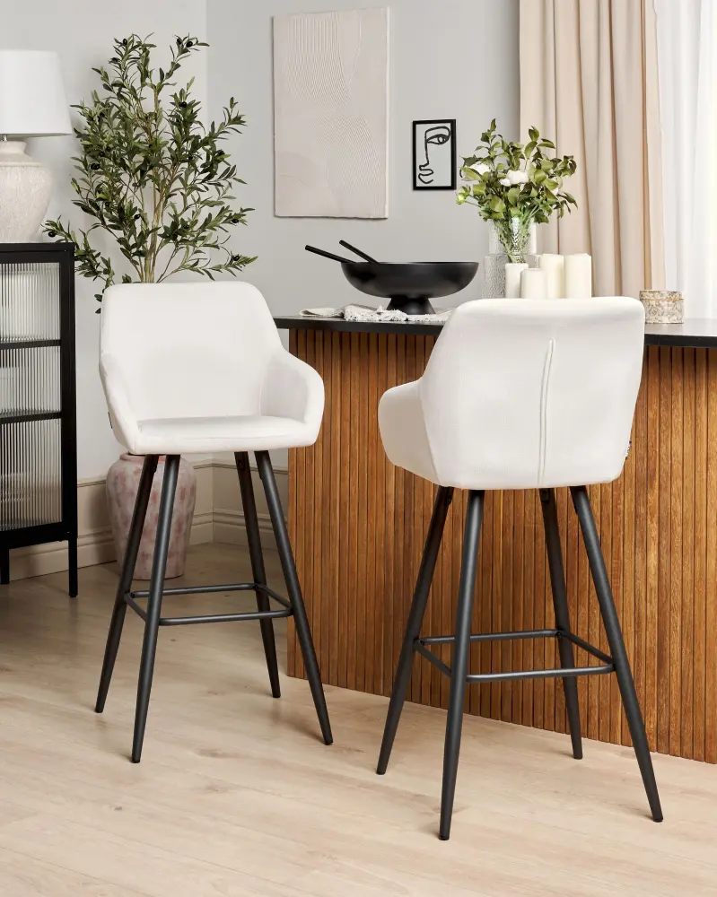 Bar Chair Set 2 Velvet Off-White CASMALIA