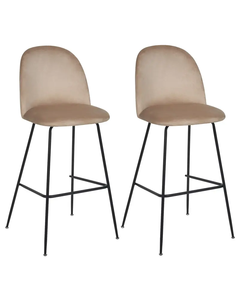 Bar Chair Set 2 Velvet Taupe ARCOLA