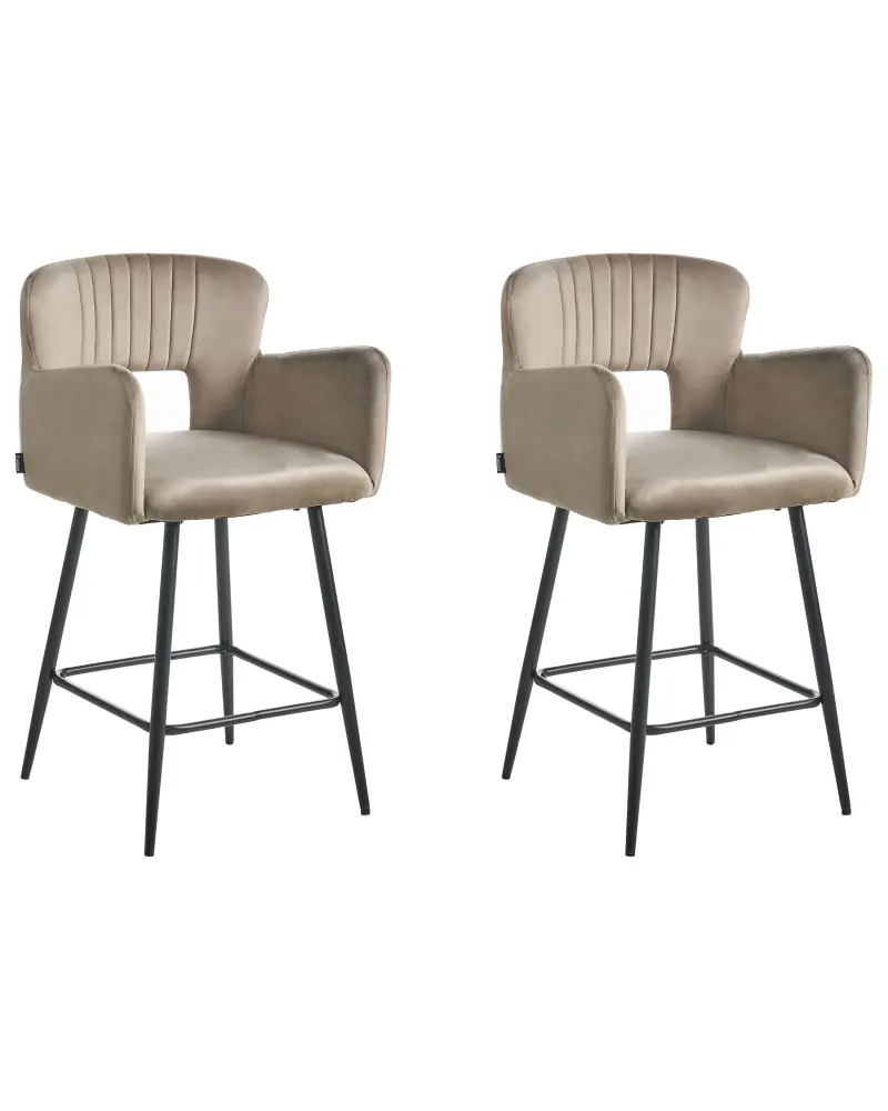 Bar Chair Set 2 Velvet Taupe SANILAC