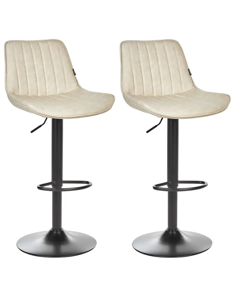 Swivel Stool Swivel Set 2 Faux Leather Light Beige DUBROVNIK