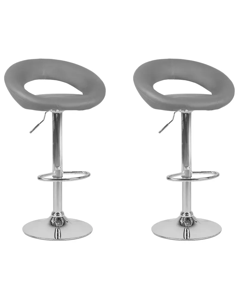 Swivel Stool Swivel Set 2 Faux Leather Grey PEORIA