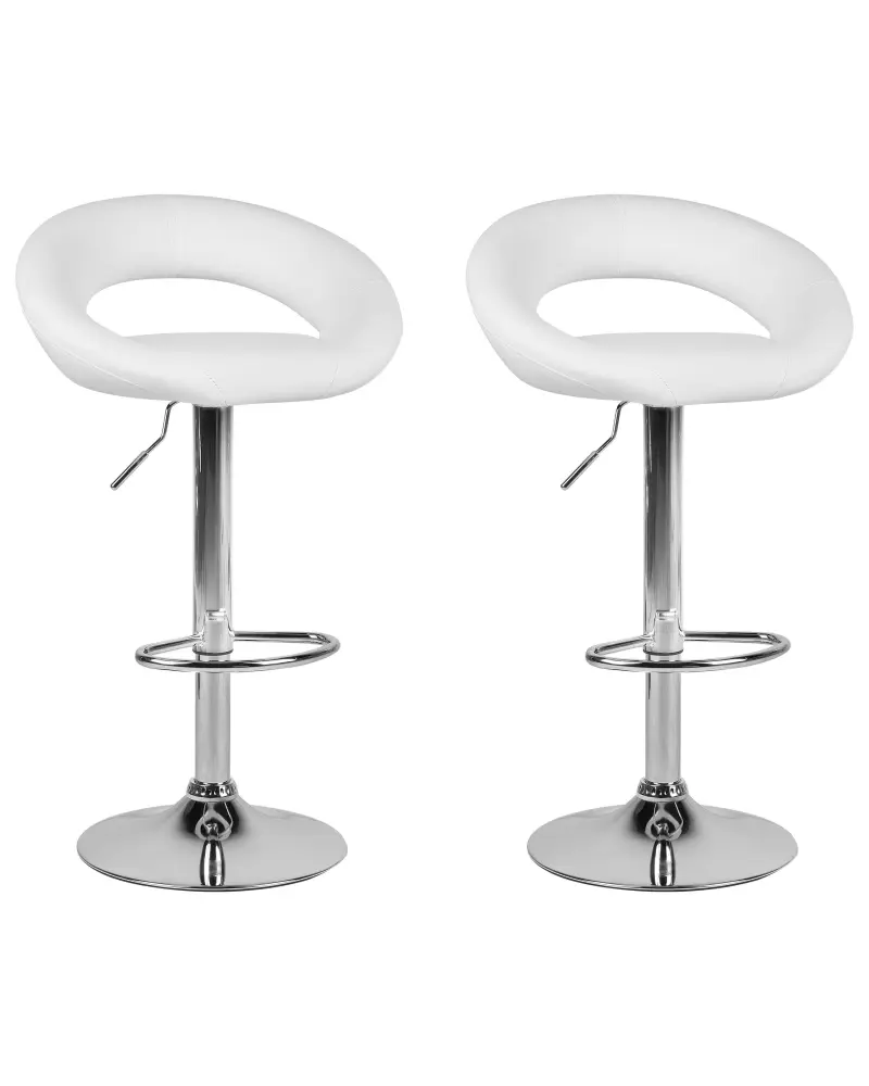 Swivel Stool Swivel Set 2 Faux Leather White PEORIA
