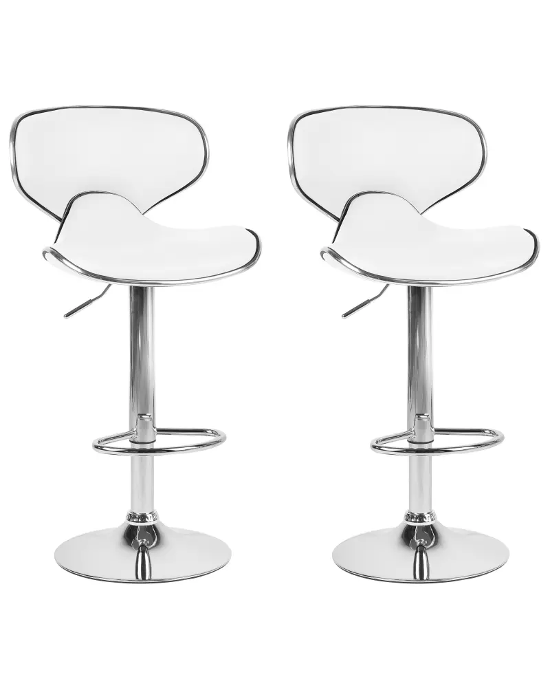 Swivel Stool Swivel Set 2 Faux Leather White CONWAY