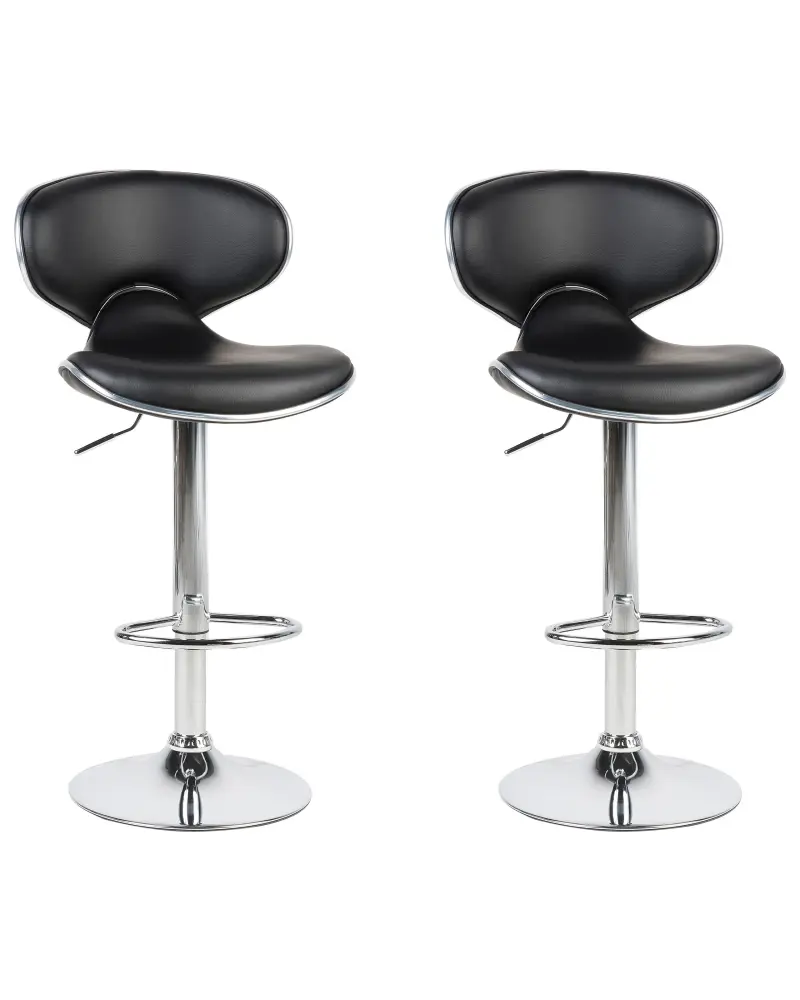 Swivel Stool Swivel Set 2 Faux Leather Black CONWAY