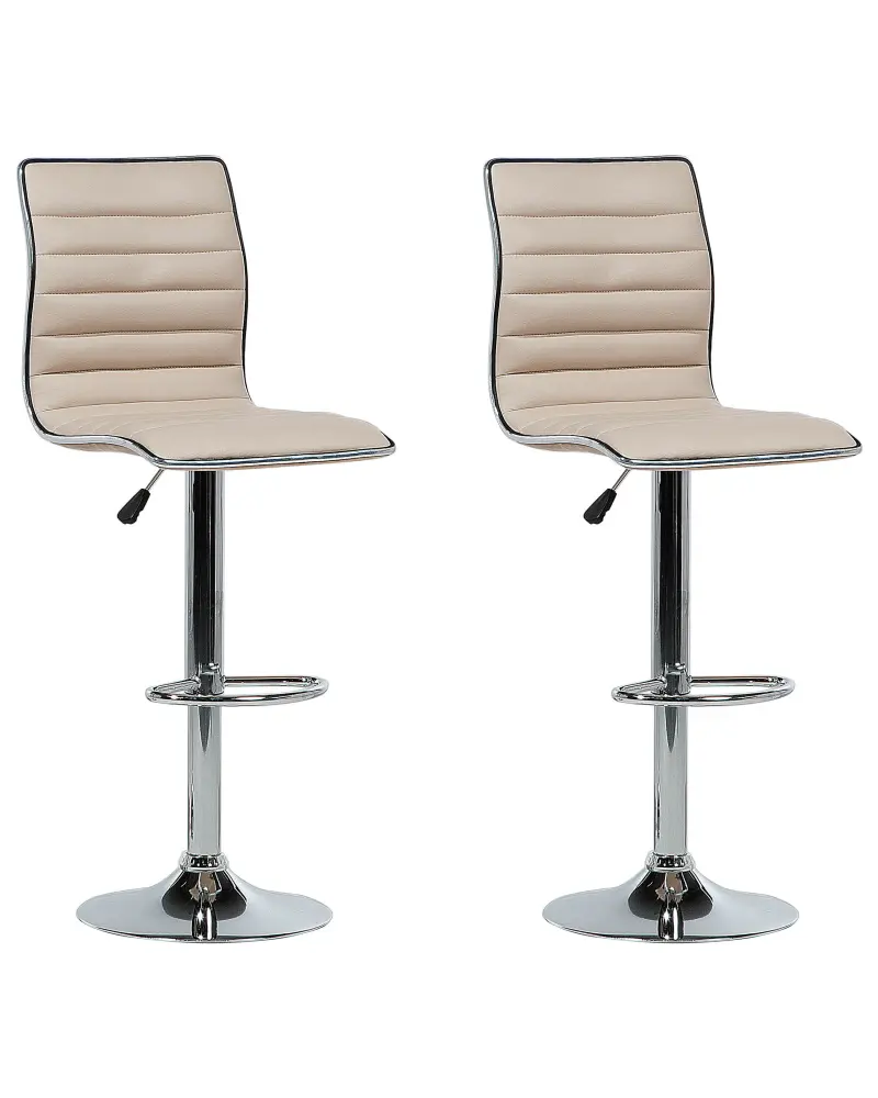 Swivel Stool Swivel Set 2 Faux Leather Light Beige LUCERNE