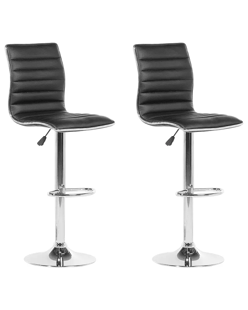 Swivel Stool Swivel Set 2 Faux Leather Black LUCERNE