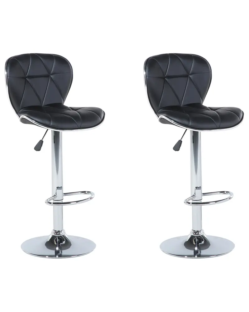 Swivel Stool Swivel Set 2 Faux Leather Black VALETTA