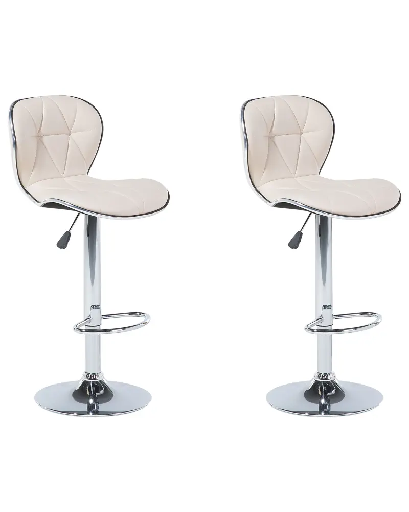 Swivel Stool Swivel Set 2 Faux Leather Light Beige VALETTA