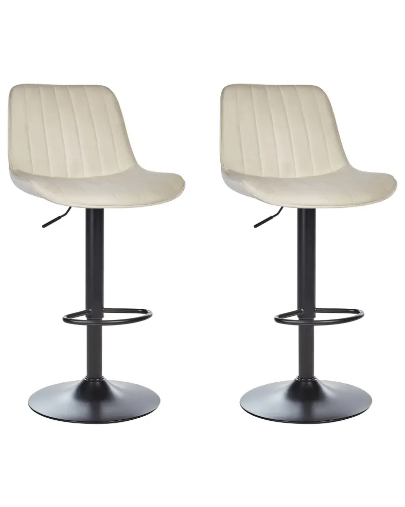 Swivel Stool Swivel Set 2 Velvet Light Beige DUBROVNIK