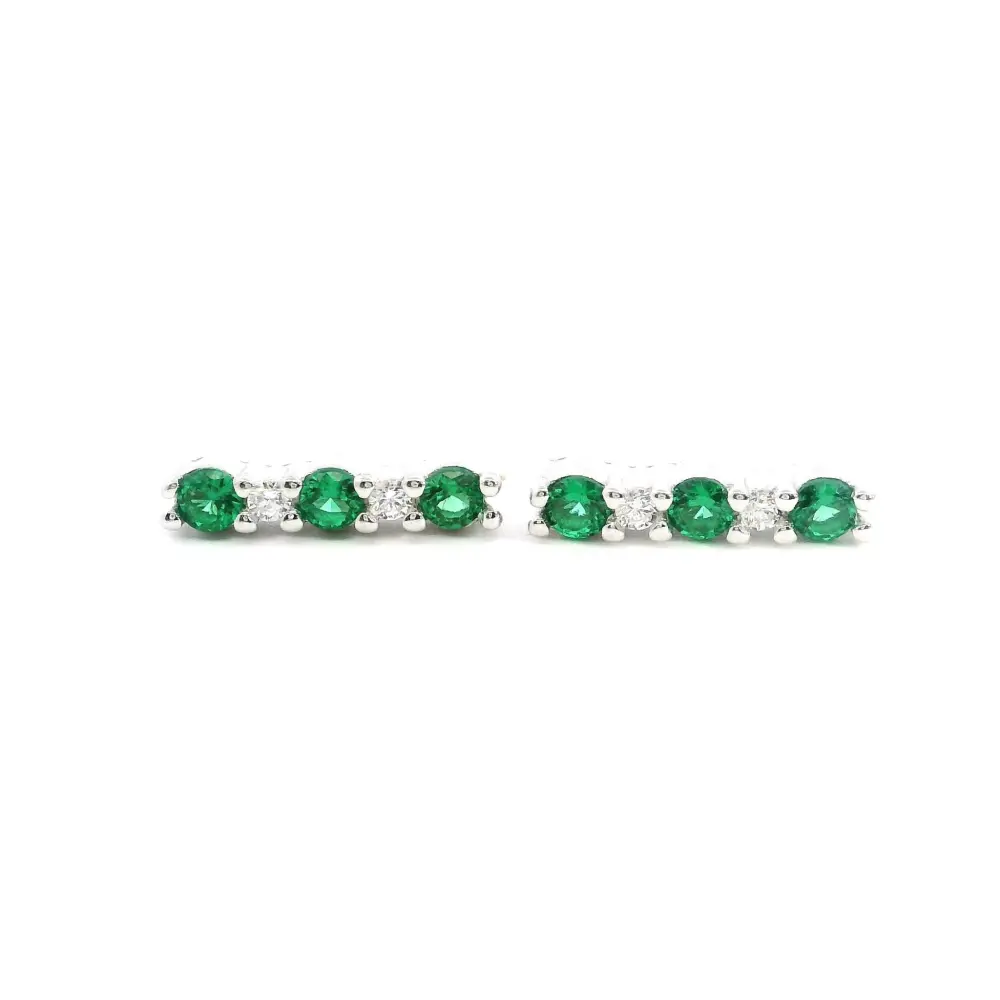 925SL BAR CZ VERDE WHITE CZ EARRINGS