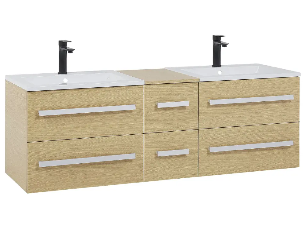 Bathroom Wall Mounted Cabinet Basin Light Wood MADRID