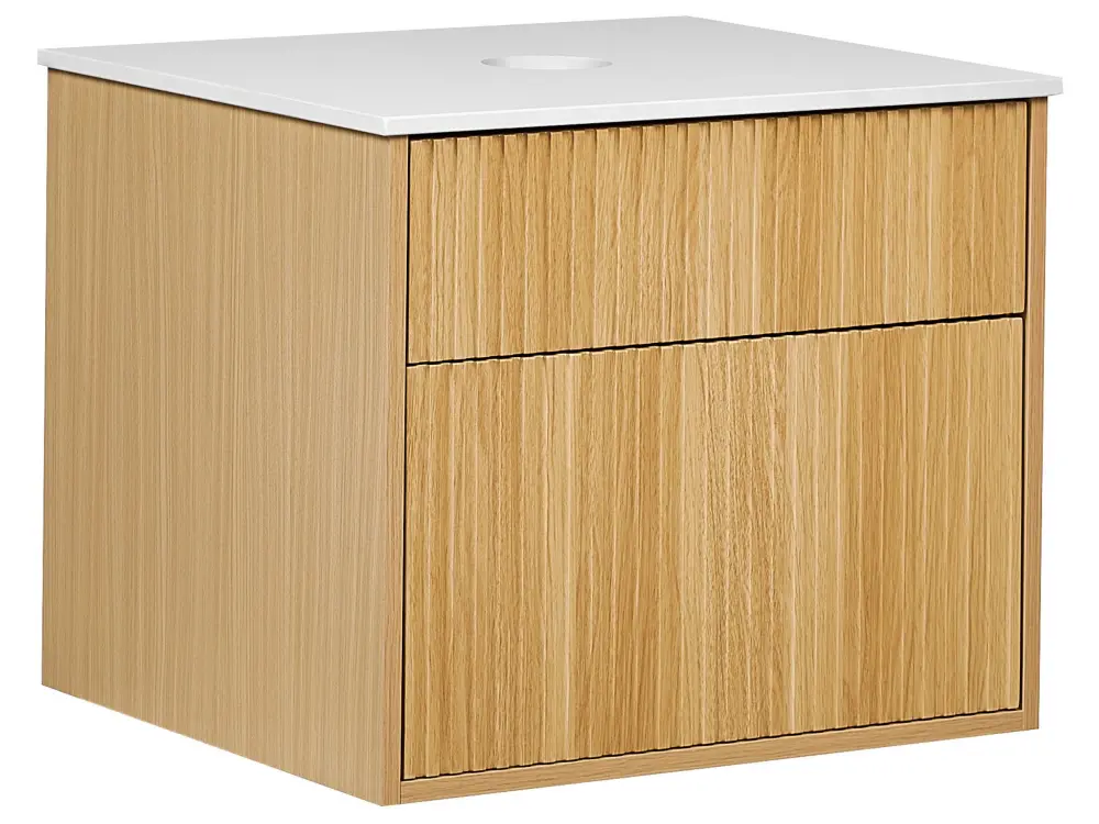 Bathroom Wall Mounted Cabinet 60 x 52 cm Light Wood BEXTI